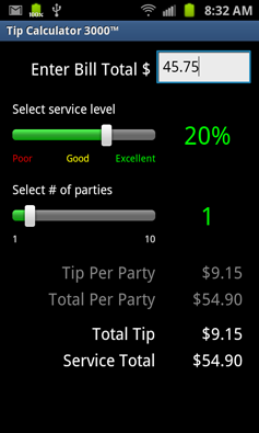 Tip Calculator 3000 Screenshots
