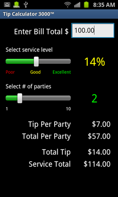 Tip Calculator 3000 Screenshots